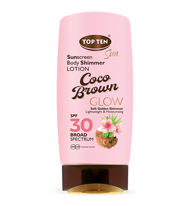 TOP TEN Coco Brown Glow Shimmer Sunscreen Lotion SPF30