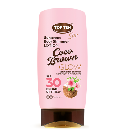 TOP TEN Coco Brown Glow Shimmer Sunscreen Lotion SPF30