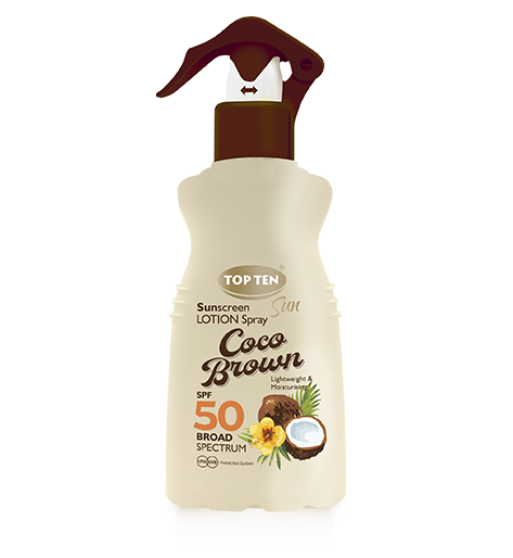 TOP TEN Coco Brown Sunscreen lotion SPF50 Spray