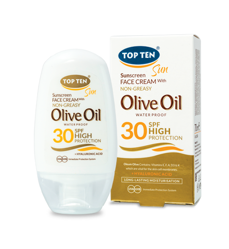 TOP TEN OLIVE OIL Sunscreen NON-GREASY Face Cream for Oily Skin SPF 30