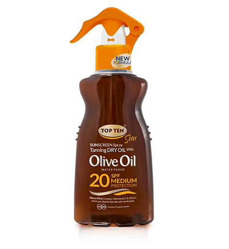 TOP TEN OLIVE OIL DRY Tanning Oil SPF 20 Spray